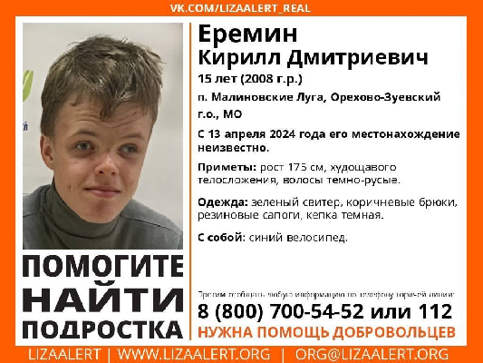 В Подмосковье ищут пропавшего 15-летнего подростка