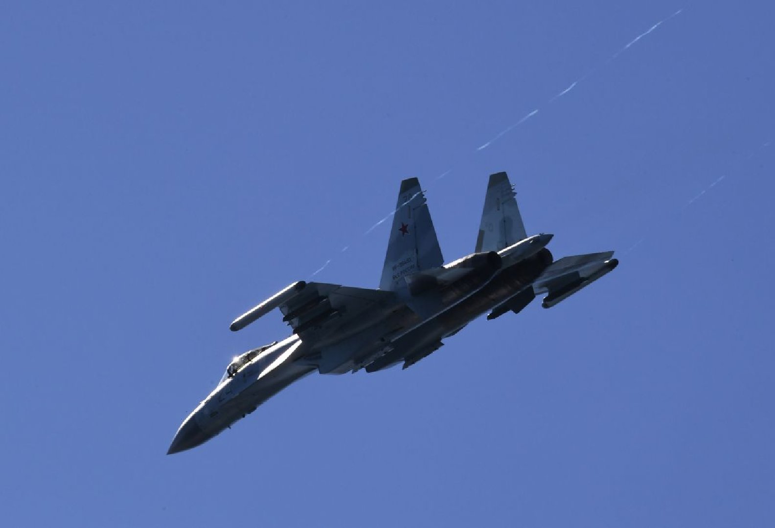 В сети опубликовали фото российского истребителя Су-35 в &laquo;режиме зверя&raquo;